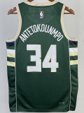 2022-23 BUCKS ANTETOKOUNMPO #34 Green Top Quality Hot Pressing NBA Jersey