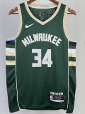 2022-23 BUCKS ANTETOKOUNMPO #34 Green Top Quality Hot Pressing NBA Jersey