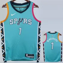 2022-23 SA Spurs WEMBANYAMA #1 Blue City Edition Top Quality Hot Pressing NBA Jersey