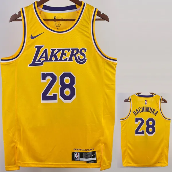 2022-23 LAKERS HACHIMURA #28 Yellow Top Quality Hot Pressing NBA Jersey(圆领)
