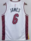 2022-23 HEAT JAMES #6 White Top Quality Hot Pressing NBA Jersey (V领）