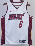 2022-23 HEAT JAMES #6 White Top Quality Hot Pressing NBA Jersey (V领）