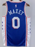 2022-23 76ERS MAXEY #0 Blue Top Quality Hot Pressing NBA Jersey (V领）