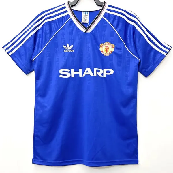1988-1990 Man Utd Away Blue Retro Soccer Jersey