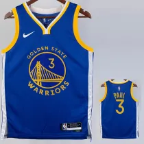 2022-23 WARRIORS PAUL #3 Blue Top Quality Hot Pressing NBA Jersey (V领)