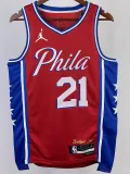 2022-23 76ERS EMBIID #21 Red Top Quality Hot Pressing NBA Jersey (Trapeze Edition) 飞人版