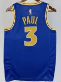 2022-23 WARRIORS PAUL #3 Blue Top Quality Hot Pressing NBA Jersey (Retro Logo)
