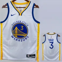 2022-23 WARRIORS PAUL #3 White Top Quality Hot Pressing NBA Jersey (V领)