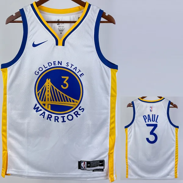 2022-23 WARRIORS PAUL #3 White Top Quality Hot Pressing NBA Jersey (V领)