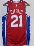 2022-23 76ERS EMBIID #21 Red Top Quality Hot Pressing NBA Jersey (Trapeze Edition) 飞人版