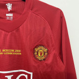 2007-2008 Man Utd home Red long sleeve Retro soccer jersey (长袖)(决赛字)