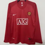 2007-2008 Man Utd Home Long sleeve Retro soccer jersey (长袖)