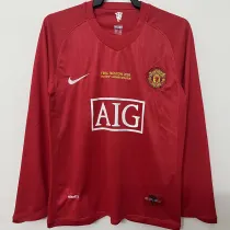 2007-2008 Man Utd home Red long sleeve Retro soccer jersey (长袖)(决赛字)