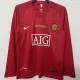2007-2008 Man Utd home Red long sleeve Retro soccer jersey (长袖)(决赛字)