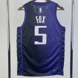 2023-24 Kings FOX #5 Purple Top Quality Hot Pressing NBA Jersey (Trapeze Edition)飞人版