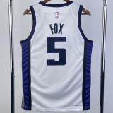 2023-24 Kings FOX #5 White Top Quality Hot Pressing NBA Jersey