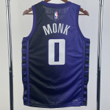2023-24 Kings MONK #0 Purple Top Quality Hot Pressing NBA Jersey (Trapeze Edition)飞人版