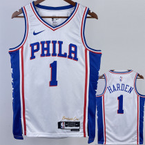 2022-23 76ERS HARDEN #1 White Top Quality Hot Pressing NBA Jersey