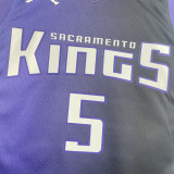 2023-24 Kings FOX #5 Purple Top Quality Hot Pressing NBA Jersey (Trapeze Edition)飞人版