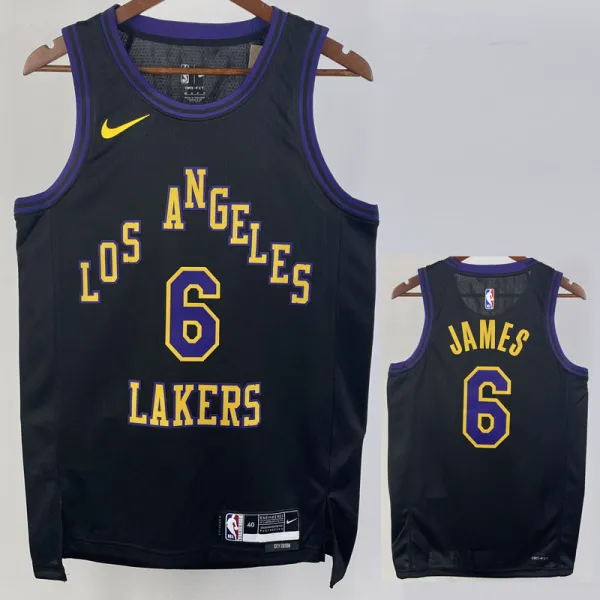 2023-24 LAKERS JAMES #6 Black City Edition Top Quality Hot Pressing NBA Jersey