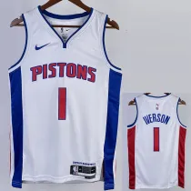 2022-23 Pistons IVERSON #1 White Top Quality Hot Pressing NBA Jersey