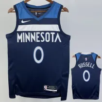 2022-23 Timberwolves RUSSELL #0 Blue Top Quality Hot Pressing NBA Jersey