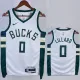 2022-23 BUCKS LILLARD #0 Home White Top Quality Hot Pressing NBA Jersey(V领)