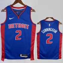 2022-23 Pistons CUNNINGHAM #2 Blue Top Quality Hot Pressing NBA Jersey(V领)