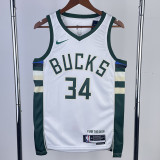 2022-23 BUCKS ANTETOKOUNMPO #34 Home White Top Quality Hot Pressing NBA Jersey(V领)