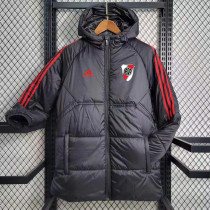 2023-24 River Plate Black Hooded Cotton Coat Red Edge (红色边) 棉衣