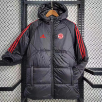 2023-24 Bayern Black Hooded Cotton Coat Red Edge (红色边) 棉衣
