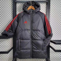 2023-24 AD Black Hooded Cotton Coat Red Edge (红色边) 棉衣