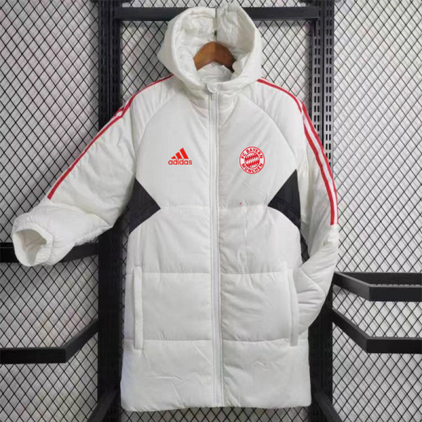 2023-24 Bayern White Hooded Cotton Coat Red Edge (红色边) 棉衣