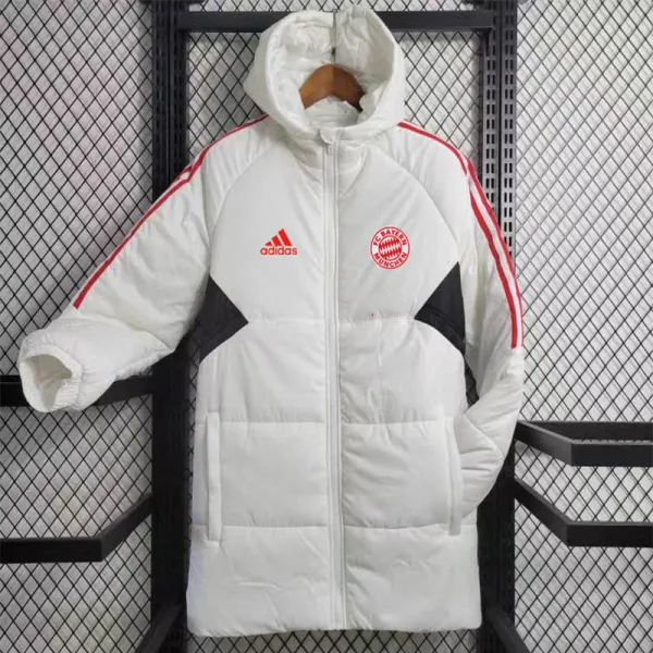 2023-24 Bayern White Hooded Cotton Coat Red Edge (红色边) 棉衣