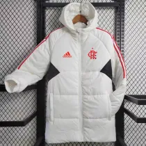 2023-24 Flamengo White Hooded Cotton Coat Red Edge (红色边) 棉衣