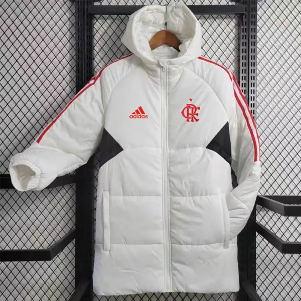 2023-24 Flamengo White Hooded Cotton Coat Red Edge (红色边) 棉衣