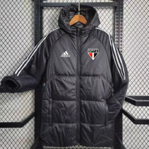 2023-24 Sao Paulo FC Black Hooded Cotton Coat White Edge (白色边) 棉衣