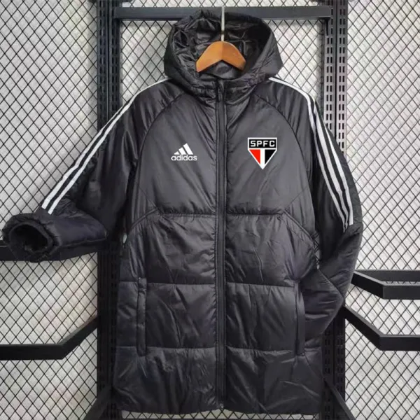 2023-24 Sao Paulo FC Black Hooded Cotton Coat White Edge (白色边) 棉衣