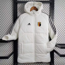 2023-24 Belgium White Hooded Cotton Coat Black Edge (黑色边) 棉衣
