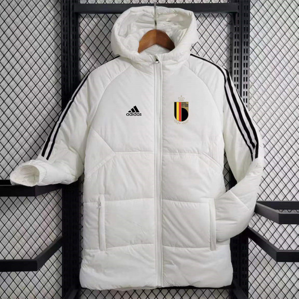 2023-24 Belgium White Hooded Cotton Coat Black Edge (黑色边) 棉衣