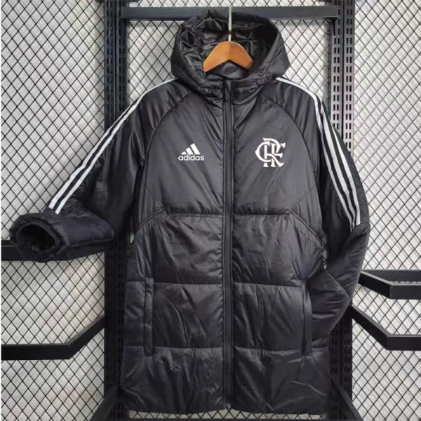 2023-24 Flamengo Black Hooded Cotton Coat White Edge (白色边) 棉衣
