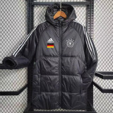 2023-24 Germany Black Hooded Cotton Coat White Edge (白色边) 棉衣
