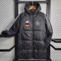 2023-24 Germany Black Hooded Cotton Coat White Edge (白色边) 棉衣