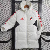 2023-24 River Plate White Hooded Cotton Coat Red Edge (红色边) 棉衣