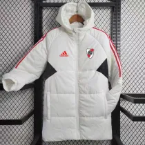 2023-24 River Plate White Hooded Cotton Coat Red Edge (红色边) 棉衣