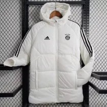 2023-24 Bayern White Hooded Cotton Coat Black Edge (黑色边) 棉衣