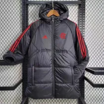 2023-24 Flamengo Black Hooded Cotton Coat Red Edge (红色边) 棉衣