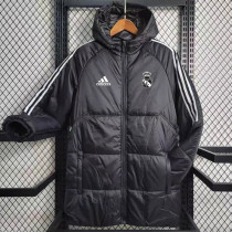 2023-24 RMA Black Hooded Cotton Coat White Edge (白色边) 棉衣