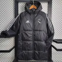 2023-24 RMA Black Hooded Cotton Coat White Edge (白色边) 棉衣