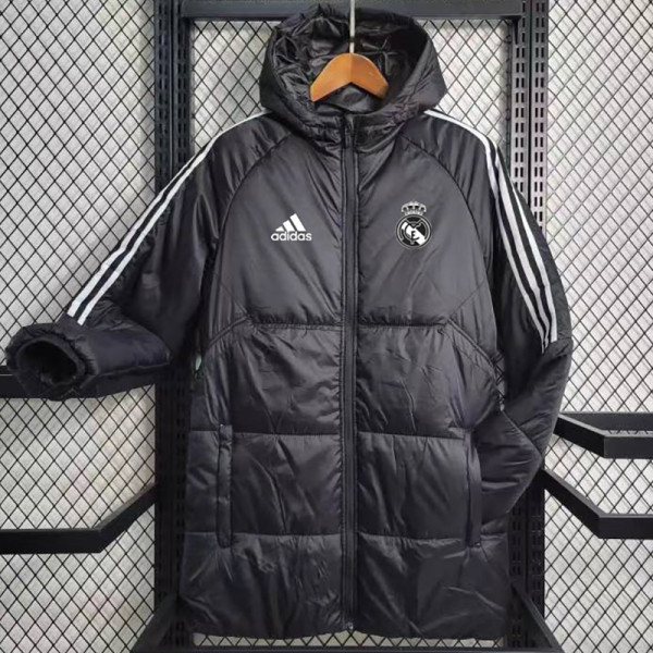 2023-24 RMA Black Hooded Cotton Coat White Edge (白色边) 棉衣